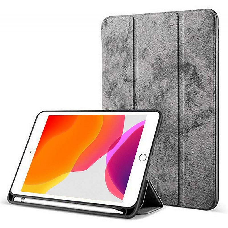 Robustrion Cover for iPad 9th Generation with Pencil Holder 8th 7th Generation 10.2 inch Marble Series Flip Stand Cover Case - Grey