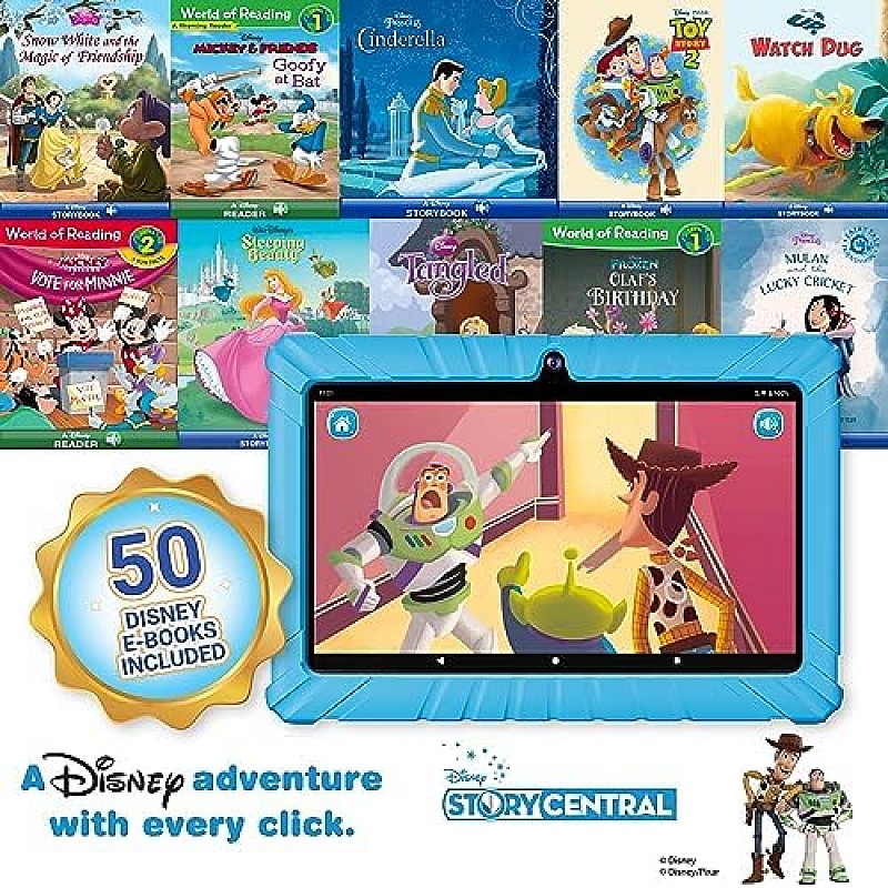 Contixo 7 Android Kids Tablet 32GB Includes 50+Disney Storybooks Stickers (Value $200) Kid-Proof Case (2023 Model V8) Blue