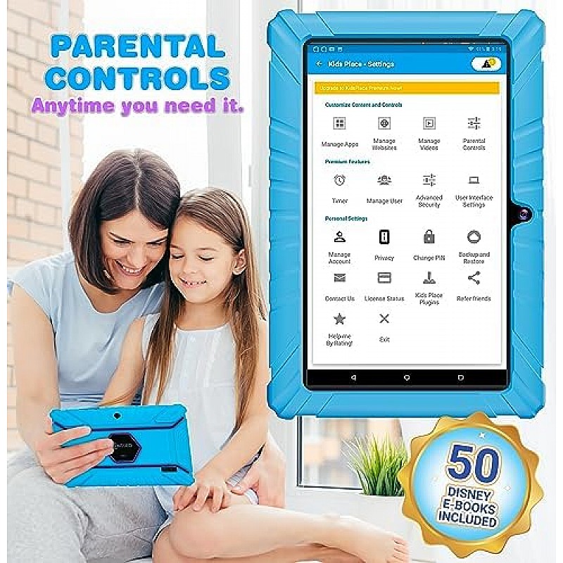 Contixo 7 Android Kids Tablet 32GB Includes 50+Disney Storybooks Stickers (Value $200) Kid-Proof Case (2023 Model V8) Blue