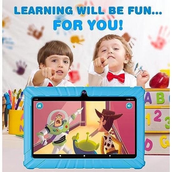 Contixo 7 Android Kids Tablet 32GB Includes 50+Disney Storybooks Stickers (Value $200) Kid-Proof Case (2023 Model V8) Blue