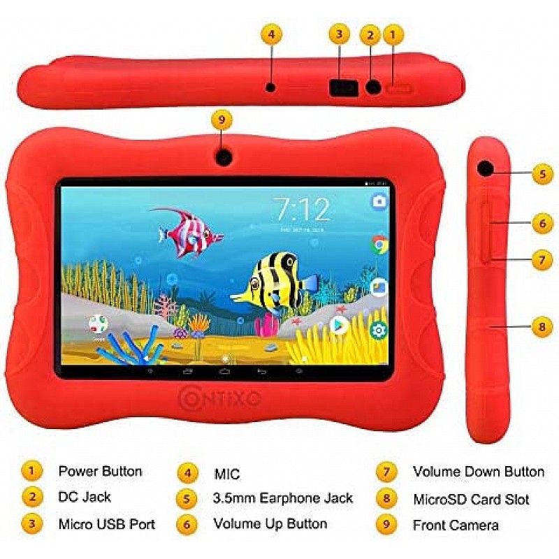 Contixo 7 Inch Kids Learning Tablet Parental Control 16GB (Red)