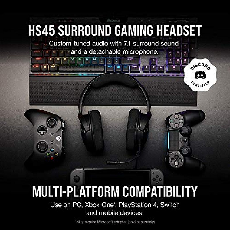 Corsair HS45 Surround Wired Gaming Headset  (Carbon, On the Ear)