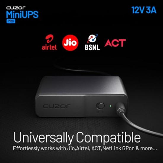 Cuzor 12V Mini ups for WiFi Router Power Backup up to 4 Hours Replaceable Battery Ups for WiFi Router