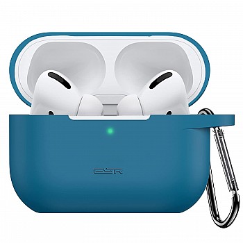 ESR Silicone Case Compatible with AirPods Pro (2022/2019), Protective Case with Carabiner, Wireless Blue