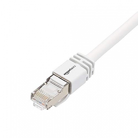 amazon basics Rj45 Cat 7 High-Speed Gigabit Ethernet Patch Internet Cable For Printer, Server - 10Gbps, 600Mhz  ,3-Foot, White