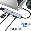 PiBOX India- USB C Hub Dock- 7 in 1 with 4K 30HZ HDCP Compliant, TF/SD Card Reader