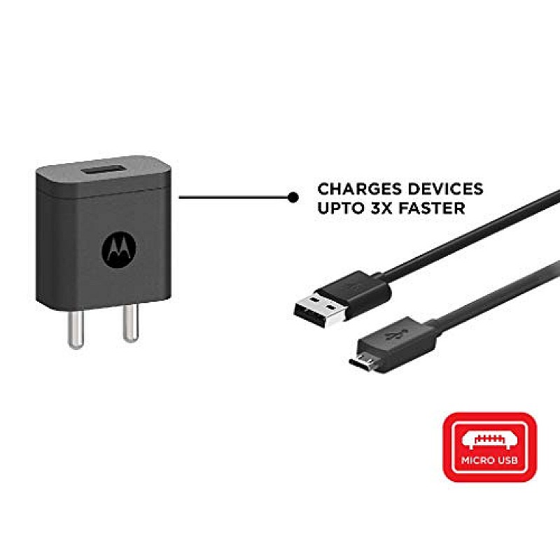 Motorola SJSC44 10W Rapid Charger with Micro USB Cable- Black