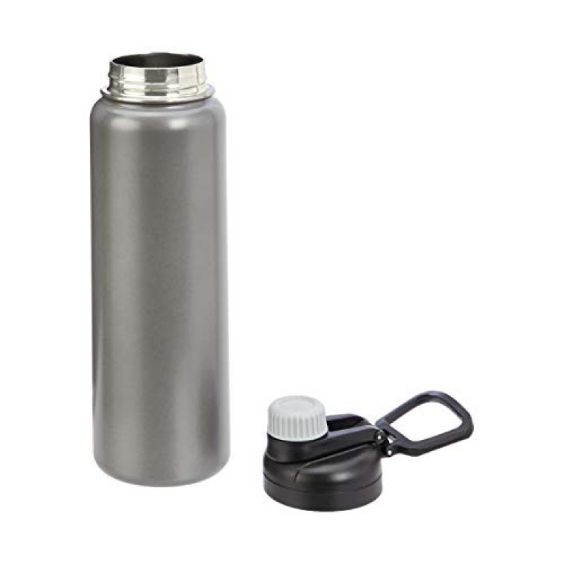 Amazon Basics Stainless Steel Insulated Water Bottle with Spout Lid, (890 ml, Grey)