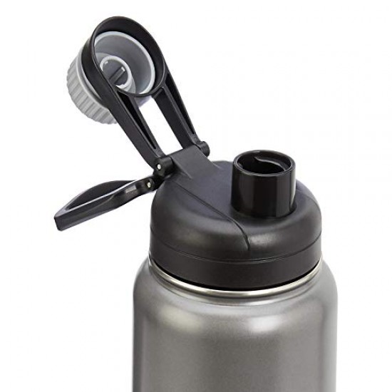 Amazon Basics Stainless Steel Insulated Water Bottle with Spout Lid, (890 ml, Grey)