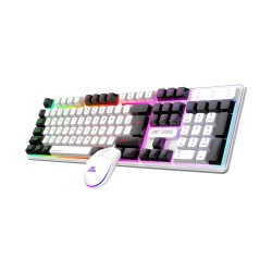 Ant Esports KM1610 LED Keyboard and Mouse Combo, 104 Keys Rainbow Backlit Keyboard and 7 Colour RGB Mouse, White Gaming Keyboard and Mouse Combo