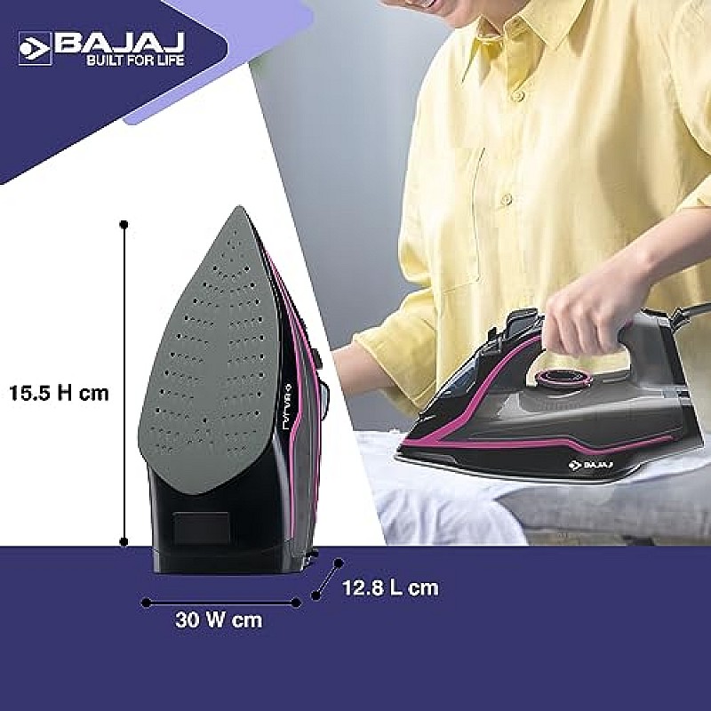 Bajaj MX-35N 2000W Steam Iron With Steam Burst, Anti-Drip And Anti-Scale Technology Black And Pink