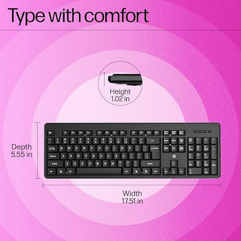 HP K160 Wireless Keyboard Shortcut Keys Black