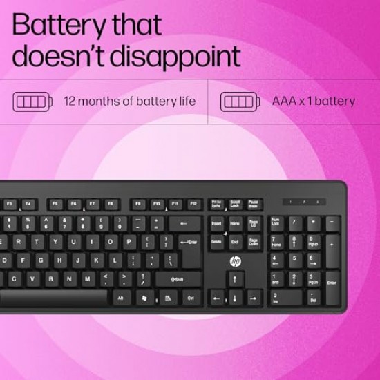 HP K160 Wireless Keyboard Shortcut Keys Black
