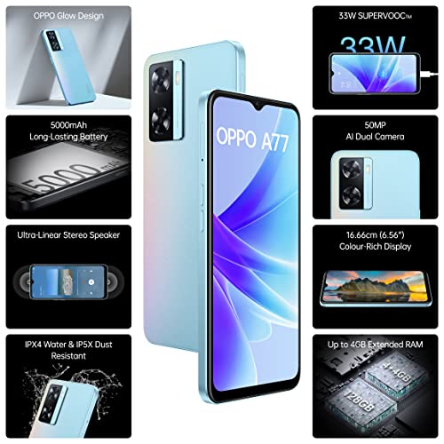 Oppo A77 (Sky Blue, 4GB, RAM, 64 Storage) Refurbished