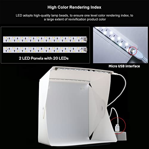 Verilux® 20x20cm Foldable Photo Studio with 2 Light Strips and 2 Colors Photography Backdrops Softbox Photography Verilux® 20x20cm Foldable Photo Studio with 2 Light Strips and 2 Colors Photography Backdrops Softbox Photography