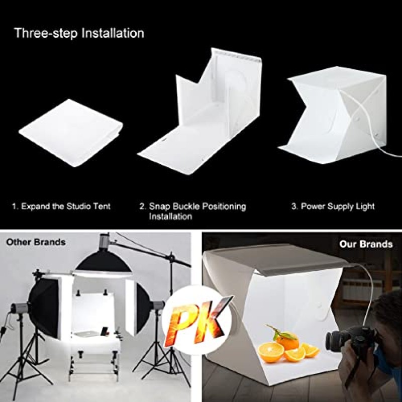 Verilux® 20x20cm Foldable Photo Studio with 2 Light Strips and 2 Colors Photography Backdrops Softbox Photography