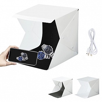 Verilux® 20x20cm Foldable Photo Studio with 2 Light Strips and 2 Colors Photography Backdrops Softbox Photography