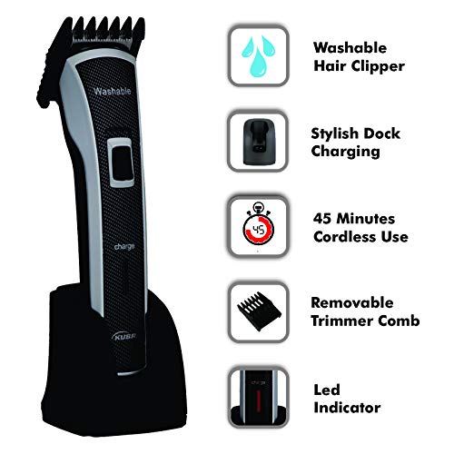 Kubra KB-6166 Fully Washable with Charging Dock Beard Trimmer for Men, (Black) Kubra KB-6166 Fully Washable with Charging Dock Beard Trimmer for Men, (Black)