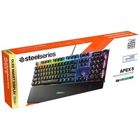 SteelSeries Apex 5 Hybrid Mechanical USB Gaming Keyboard Per-Key RGB Illumination Aircraft Grade 