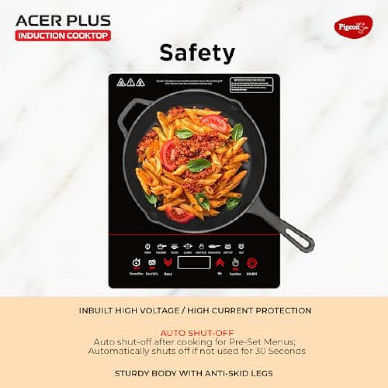 Pigeon By Stovekraft 14429 Acer Plus 1800 Watt Induction Cooktop with Feather Touch Control (Black)