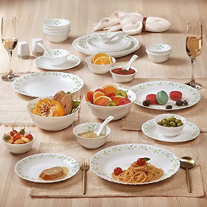 Cello Tropical Lagoon Dazzle Series Opalware Dinner Set, 35 Units Opal Glass Dinner Set for 6