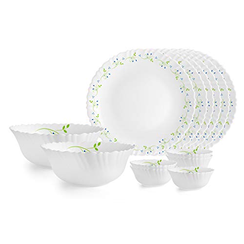 Cello Tropical Lagoon Dazzle Series Opalware Dinner Set, 35 Units Opal Glass Dinner Set for 6 Cello Tropical Lagoon Dazzle Series Opalware Dinner Set, 35 Units Opal Glass Dinner Set for 6