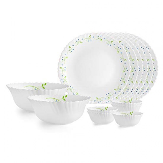 Cello Tropical Lagoon Dazzle Series Opalware Dinner Set, 35 Units Opal Glass Dinner Set for 6