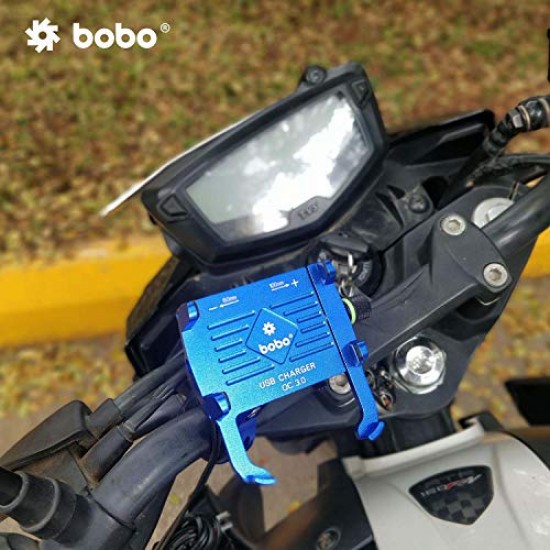 BOBO BM5 Aluminium Waterproof Bike Motorcycle Scooter Mobile Phone Holder Mount with Fast (Blue)