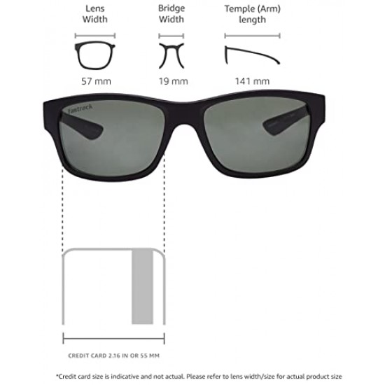 Fastrack Men's 100% UV protected Green Lens Square Sunglasses