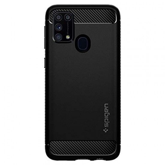 Spigen Rugged Armor Back Cover Case Compatible with Samsung Galaxy M31, M31 Prime and F41 (TPU | Matte Black)