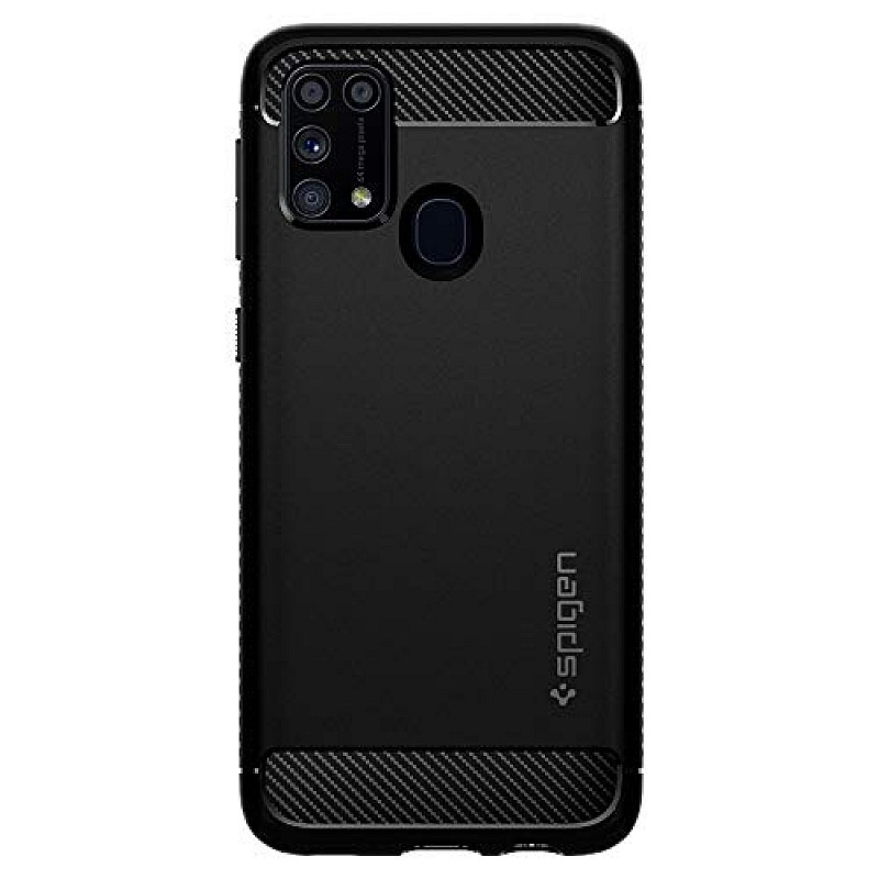 Spigen Rugged Armor Back Cover Case Compatible with Samsung Galaxy M31, M31 Prime and F41 (TPU | Matte Black)