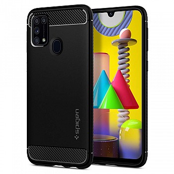 Spigen Rugged Armor Back Cover Case Compatible with Samsung Galaxy M31, M31 Prime and F41 (TPU | Matte Black)