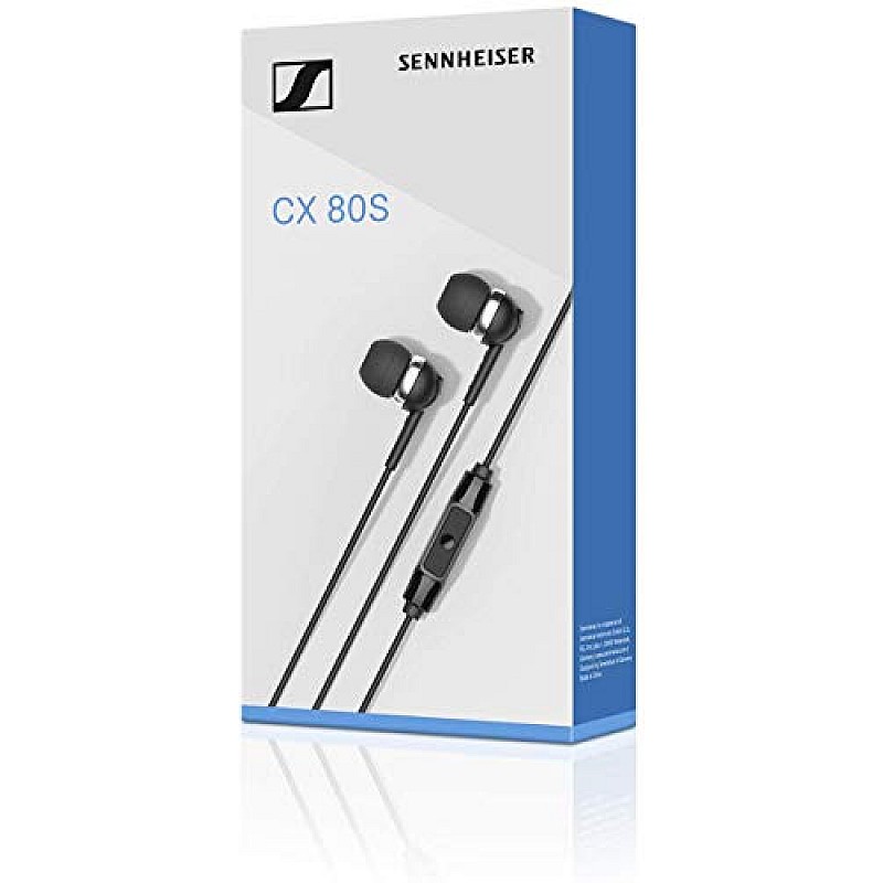 Sennheiser CX 80S in-Ear Wired Headphones with in-line One-Button Smart Remote with Microphone Black