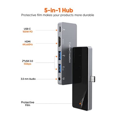 CableCreation 5 in 1 USB C Hub Multiport Adapter 2 USB 3.0 5Gbps 100W PD Charging 3.5mm Audio Jack Adapter CableCreation 5 in 1 USB C Hub Multiport Adapter 2 USB 3.0 5Gbps 100W PD Charging 3.5mm Audio Jack Adapter