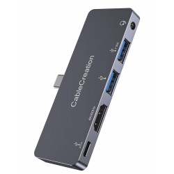 CableCreation 5 in 1 USB C Hub Multiport Adapter 2 USB 3.0 5Gbps 100W PD Charging 3.5mm Audio Jack Adapter