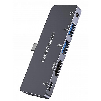 CableCreation 5 in 1 USB C Hub Multiport Adapter 2 USB 3.0 5Gbps 100W PD Charging 3.5mm Audio Jack Adapter