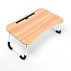 Tarkan Stud Foldable Wooden Finish Mini Desk for Couch, Sofa Bed, Study Tray Table Stand for Writing (Beige)