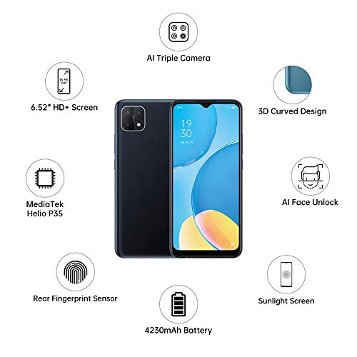 OPPO A15 Dynamic Black, 3GB RAM, 32GB Storage Refurbished