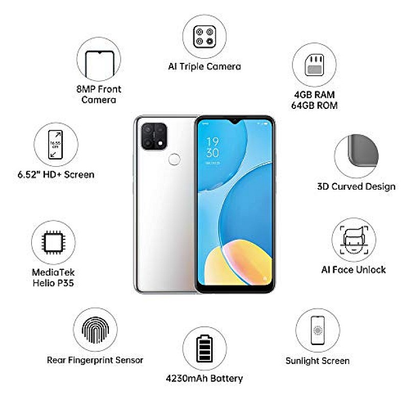 OPPO A15s Rainbow Silver, 4GB RAM, 64GB Storage Refurbished