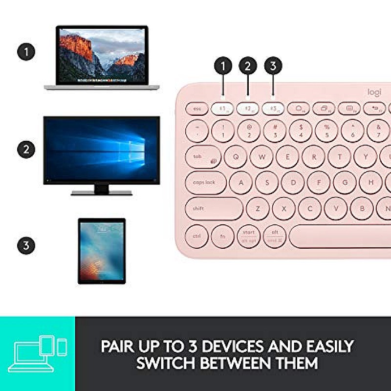 Logitech K380 Wireless Multi-Device Bluetooth Keyboard (Rose)