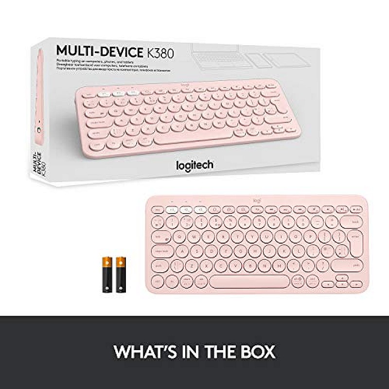 Logitech K380 Wireless Multi-Device Bluetooth Keyboard (Rose)