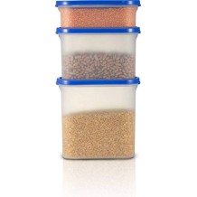 Cutting EDGE Modular Airtight Kitchen Storage Container Set with Plain Lid (Peppy Blue, Set of 12)