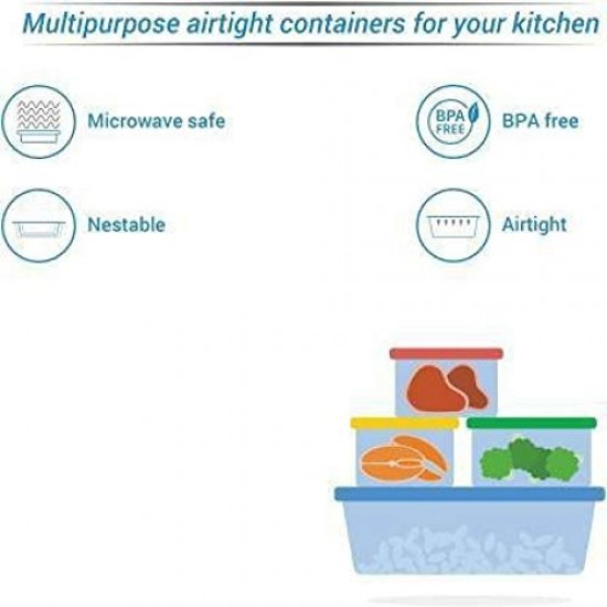 Cutting EDGE Modular Airtight Kitchen Storage Container Set with Plain Lid (Peppy Blue, Set of 12)