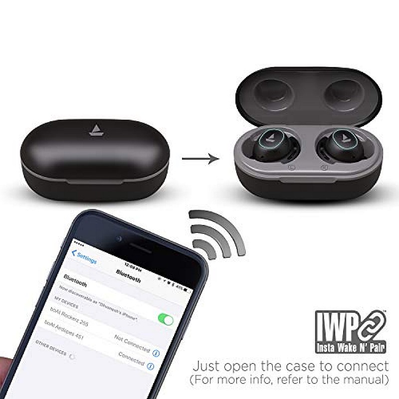 boAt Airdopes 451 TWS Ear-Buds with IWP Technology Up to 25H Playback Active Black Refurbished