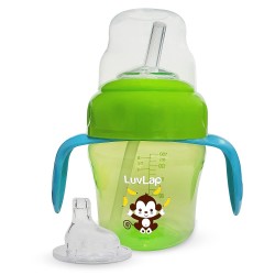 LuvLap Banana Time 150ml Anti Spill, Interchangeable Sipper Sippy Cup  (Green)
