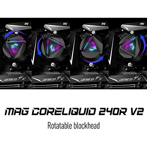 MSI MAG Core Liquid 240R V2 - AIO RGB CPU Liquid Cooler- Rotating Cap Design- 240mm Radiator MSI MAG Core Liquid 240R V2 - AIO RGB CPU Liquid Cooler- Rotating Cap Design- 240mm Radiator