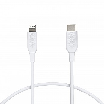 Amazon Basics Mfi Certified Usb-C To Lightning Cable Cord For Smartphone (1-Ft, White)