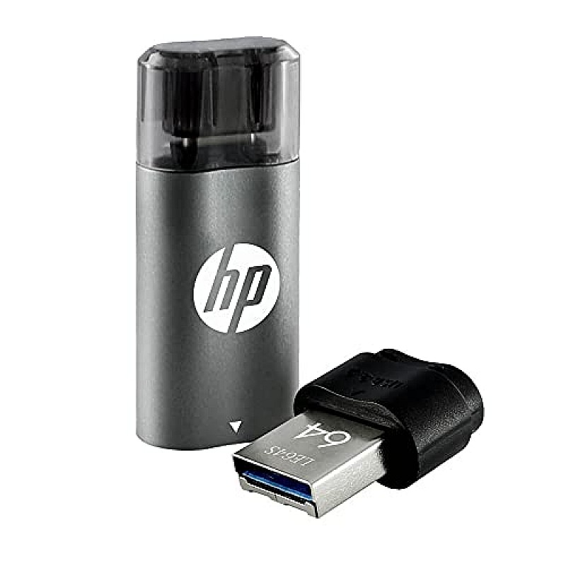 HP x5600C 64GB OTG (Type C) usb3.2 gen 1 Pen Drive, Grey & Black