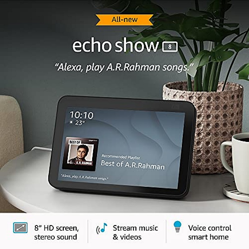 Amazon Echo Show 8 (2nd Gen) - Smart speaker with 8" HD screen, stereo sound with Alexa (Black)