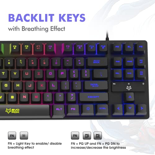 Amkette EvoFox Fireblade Backlit Membrane Wired Gaming Keyboard with Breathing Effect 19 Anti-Ghosting Keys Refurbished Amkette EvoFox Fireblade Backlit Membrane Wired Gaming Keyboard with Breathing Effect 19 Anti-Ghosting Keys Refurbished